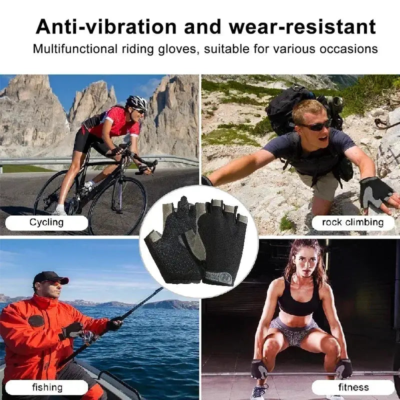 Fingerless Cycling Gloves Men Women Breathable Anti Slip