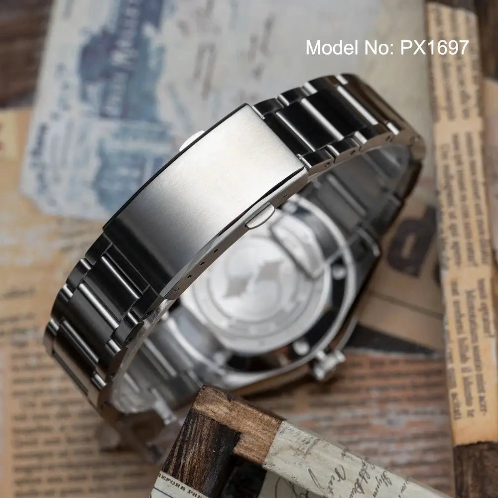 Proxima PX1697 39mm Men Watch White Enamel Dial Bubble Sapphire PT5000 SW200 Automatic Mechanical Vintage Watches 20Bar Luminous