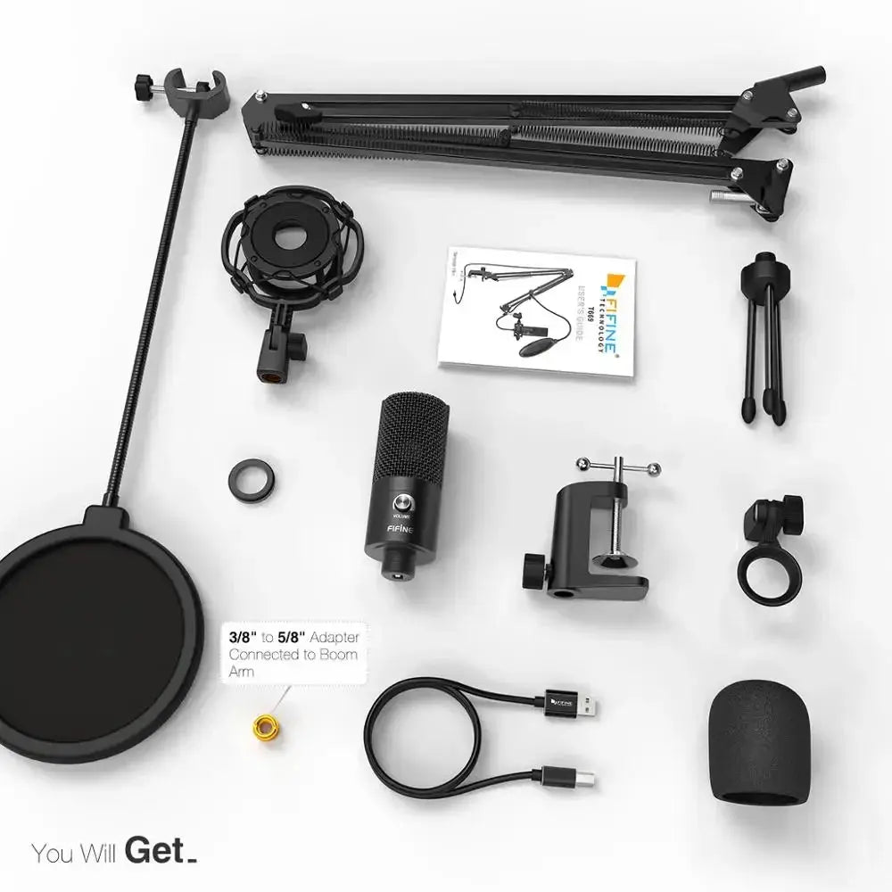 USB Computer Microphone Kit With Adjustable Arm Bracket