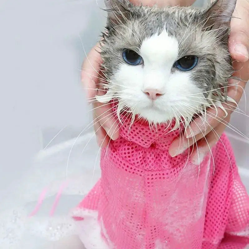 Mesh Cat Grooming Bath Bag Breathable Durable Restraint