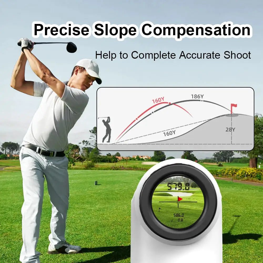 REVASRl 600 Yards Golf Rangefinder With Slope Compensation Flag Lock Vibration Clear HD Screen Laser Range Finder for Golfing