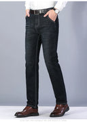 Winter Men Black Blue Straight Stretch Denim Pants Sale