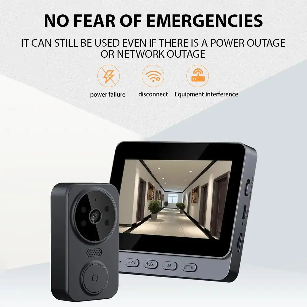 4.3'' IPS Screen 2.4G Wireless Visual Intercom Doorbell with Screen Smart High-definition Video Monitoring Two-Way Intercom by stepyours.com