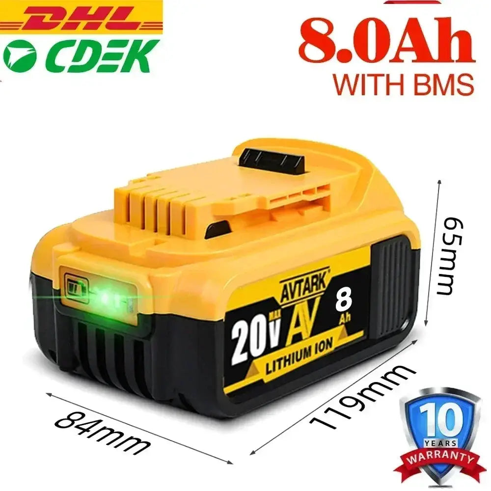 20V 8000mAh Lithium Ion Replacement Battery Pack Pro Grade