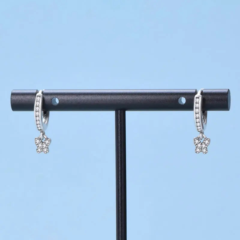 Sterling Silver Hoop Earrings Crystal