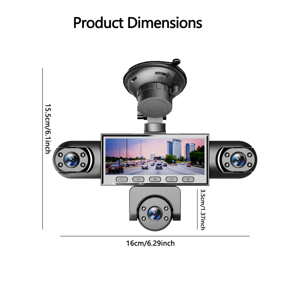BCUOZ ° Dashcam with Super Night Vision - Front Rear — product view 3