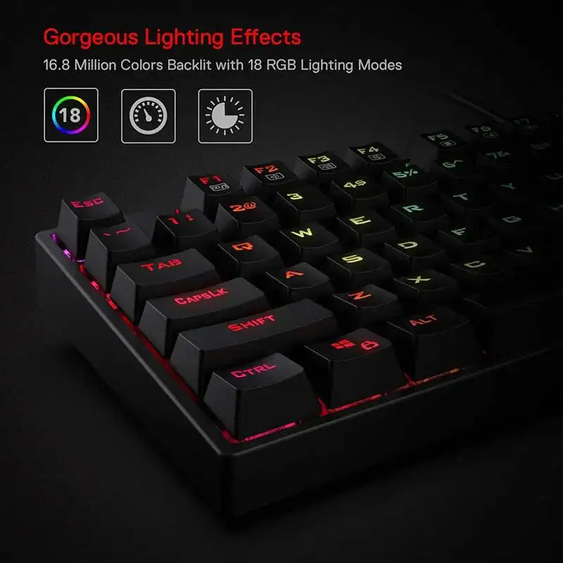 Redragon K582 SURARA RGB LED Backlit Mechanical Gaming Keyboard with 104 Keys-Linear and Quiet-Red Switches