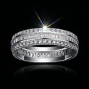 Moissanite Ring in Sterling Silver Triple