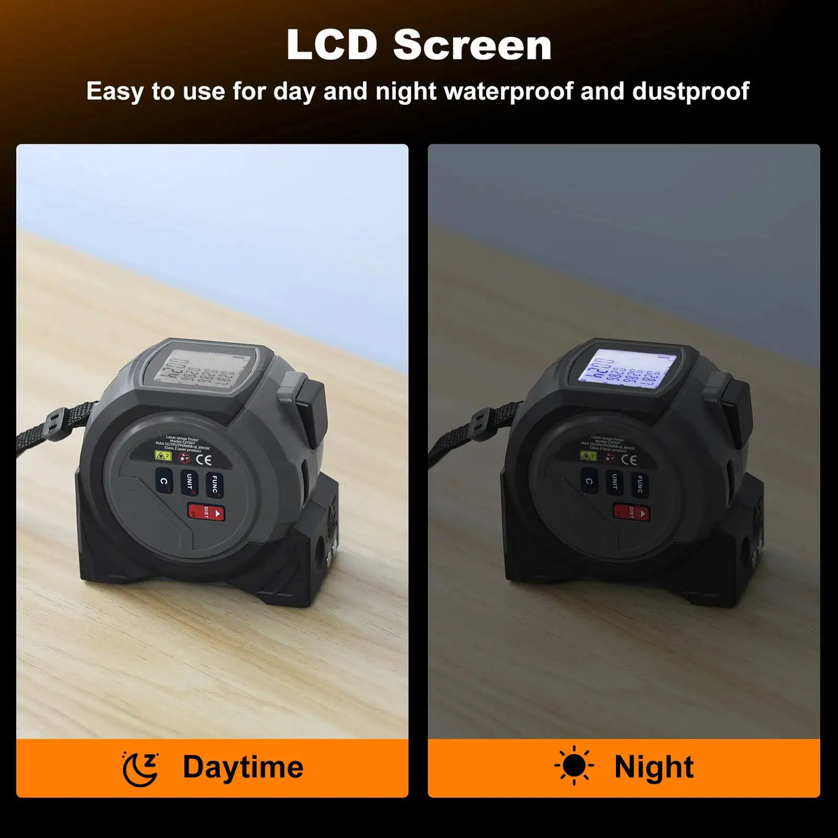 3-In-1 Laser Rangefinder 5m Tape Measure 60M/196Ft / 40M/131Ft Handheld Laser Meter Measuring Tool Cross Line Laser Level BUCKLE