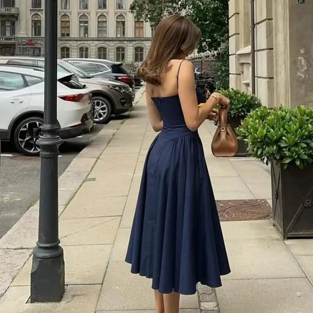 Elegant Pink Midi Dress for Summer Events by Mingmingxi - OurLum.com