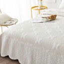 Nordic Embroidered Cotton Quilted Bedspread Summer Throw Cover