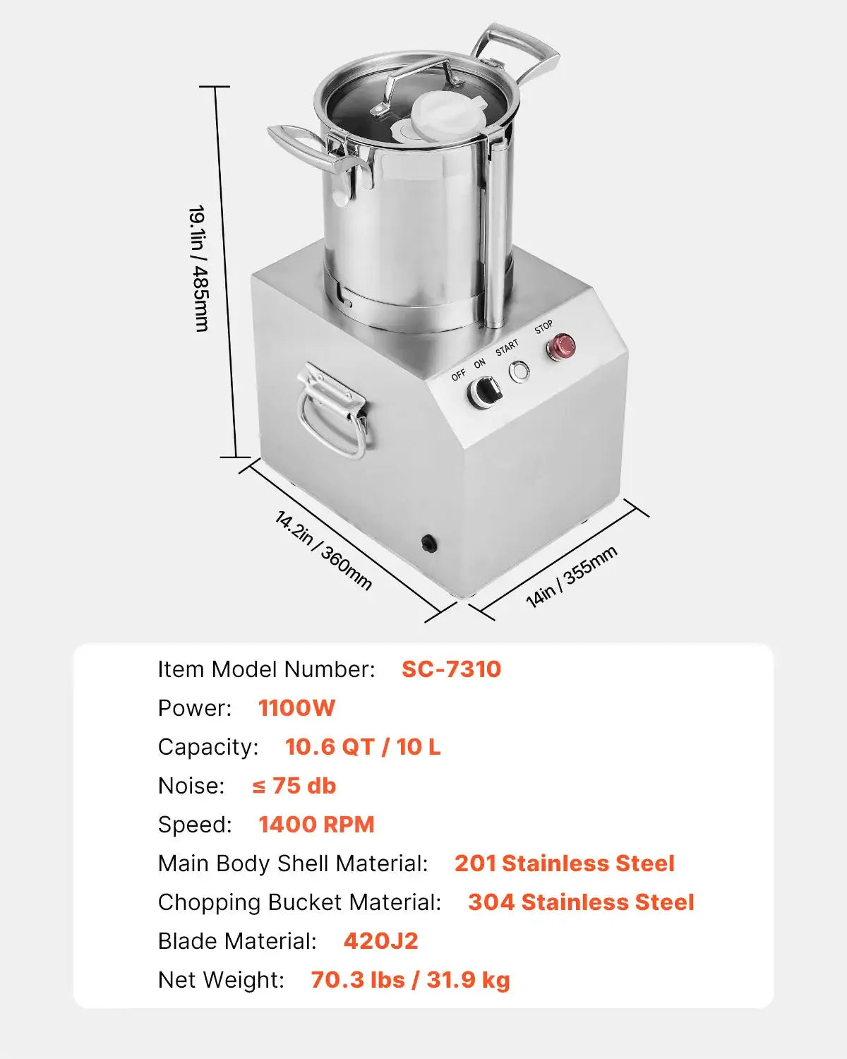 SucceBuy Food Processor & Vegetable Chopper Food-Grade Stainless — product view 9