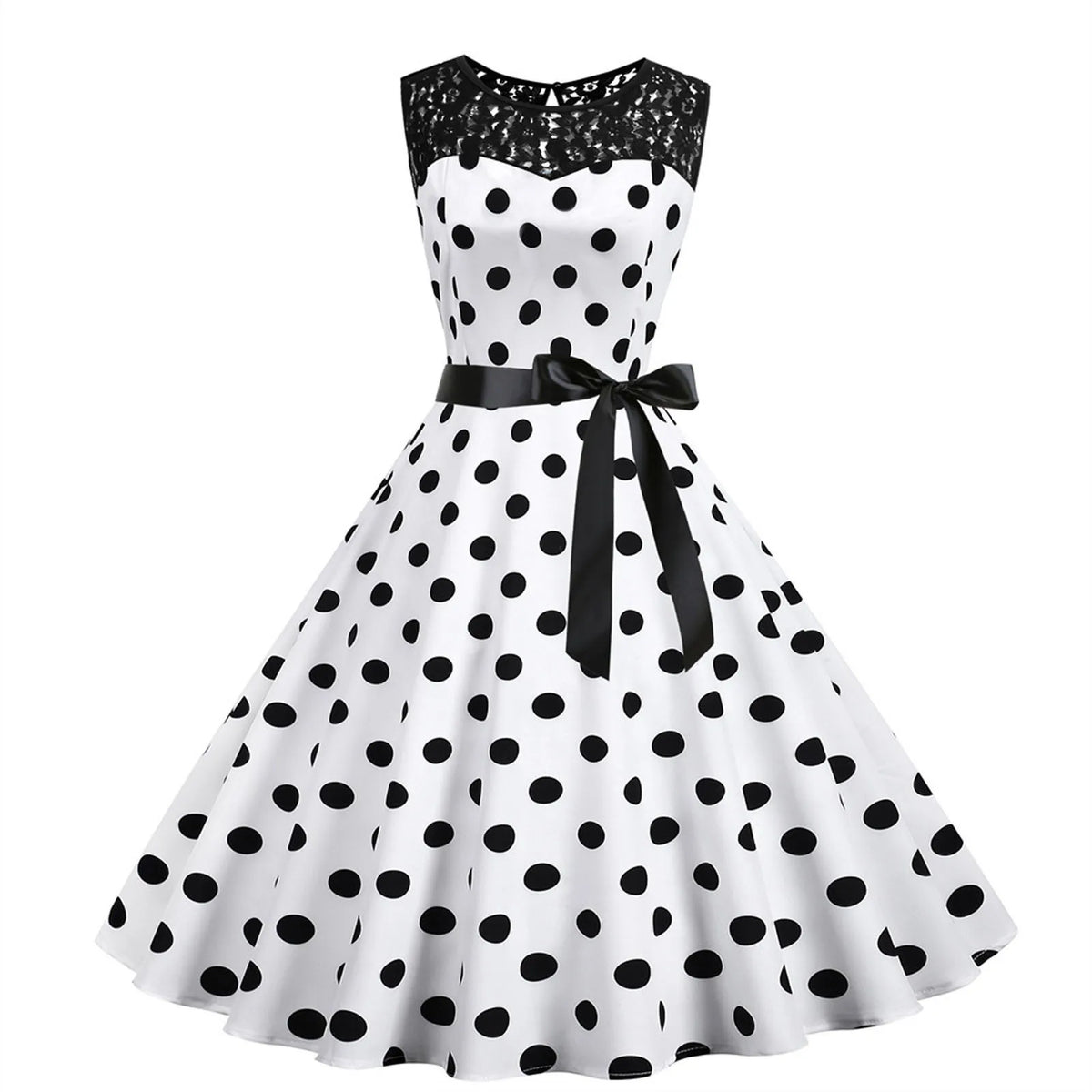 Polka Dot Lace Swing Dress