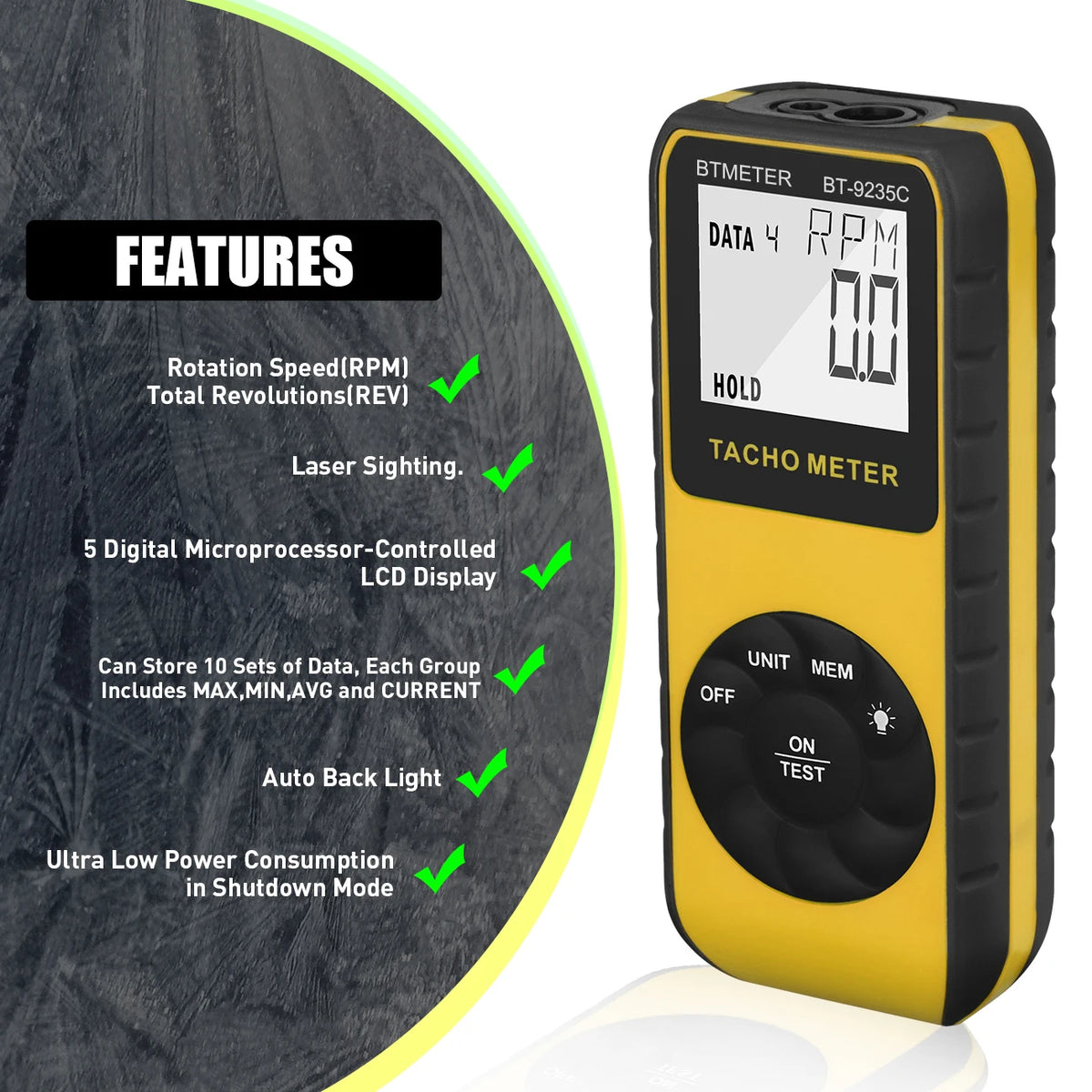 Digital Tachometer, No-Contact Stroboscope Tachometer , RPM — product view 1