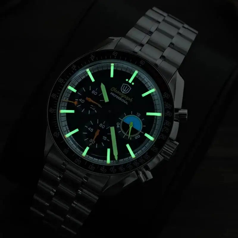 Watchdives WD1863 New Multifunctional Quartz Watch Black VK63 Sports Chronograph Watch Bubble Sapphire Waterproof 100 Wristwatch