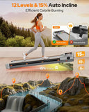 3.5HP Under Desk Walking Pad Treadmill With 12 Incline Bluetooth