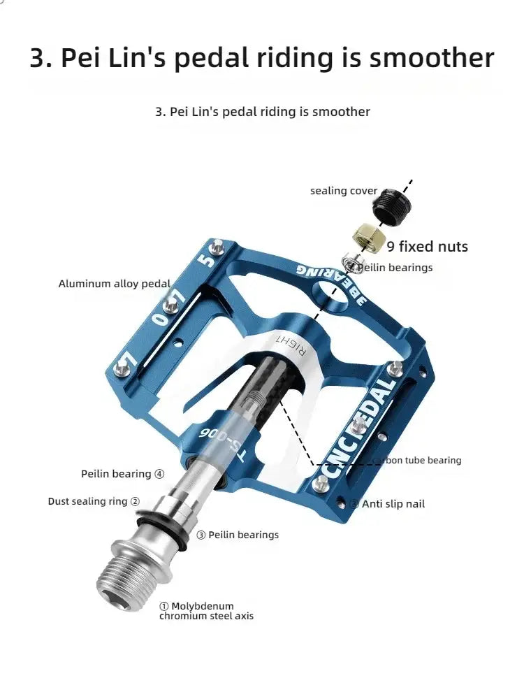 TOSUOD Bearing Bicycle Pedal CNC Aluminum Alloy Anti Slip MTB Road Bike Pedal Widen Pedals Profession Bike Accessories