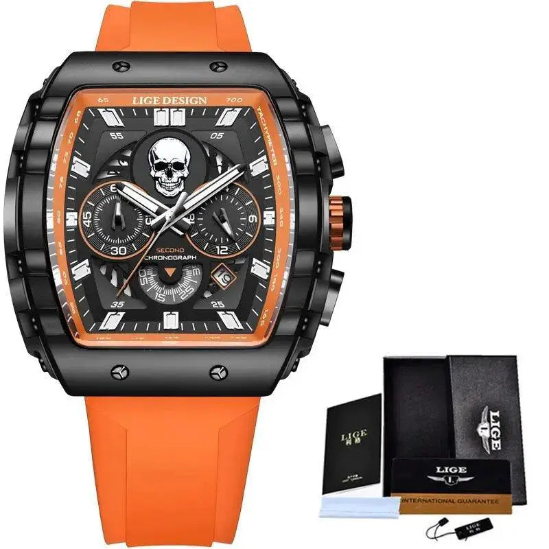 LIGE Skull Mens Chronograph Watch Stylish Quartz Wristwatch — product view 10