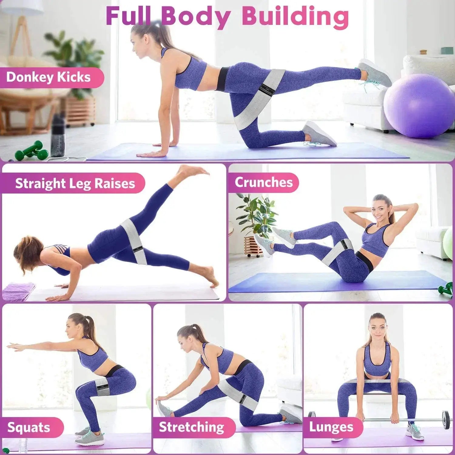 Non Slip Fabric Resistance Bands for Workout and Yoga
