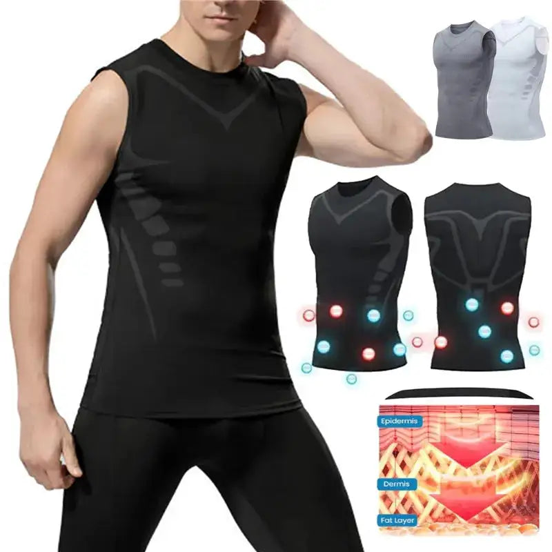 Mens Ice Silk Compression Shaping Vest Slimming Tank — product view 12