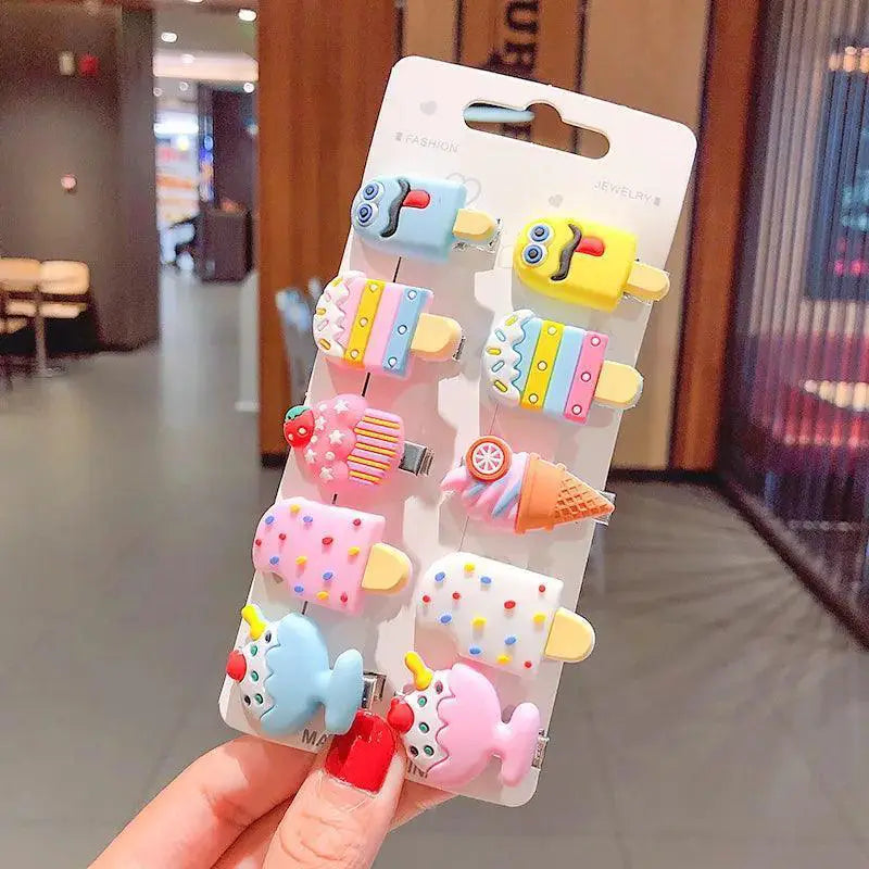 Magical Unicorn Hair Clips For Girls With Ice Cream Designs