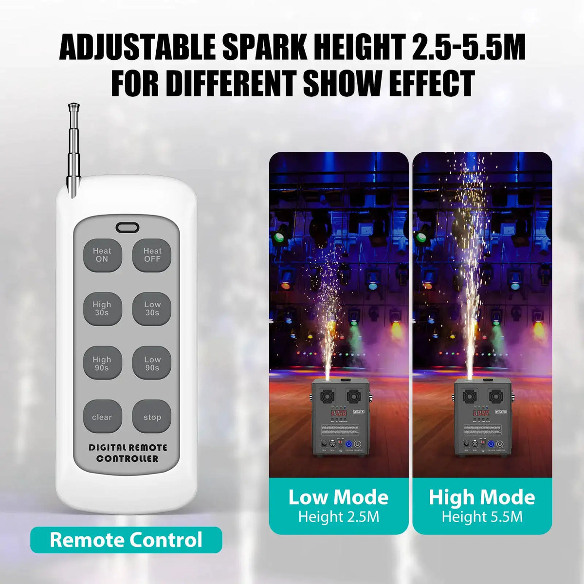 U'King 700W Cold Spark Machine Black DMX Stage Showing Machine Indoor/Outdoor Top Spraying Electronic Flower Spraying Machine