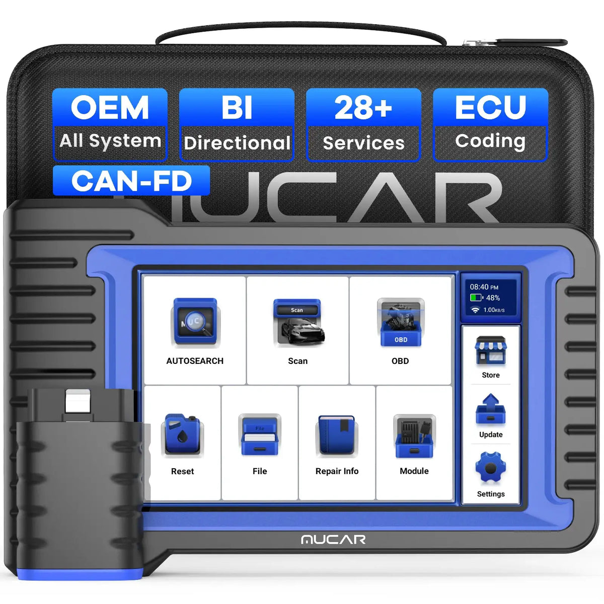 MUCAR VO7S/VO7 OBD2 Scanner Full System Diagnose 28 Reset Diagnostic Tool ECU Coding Active Test/Bi-directional Free for All Car