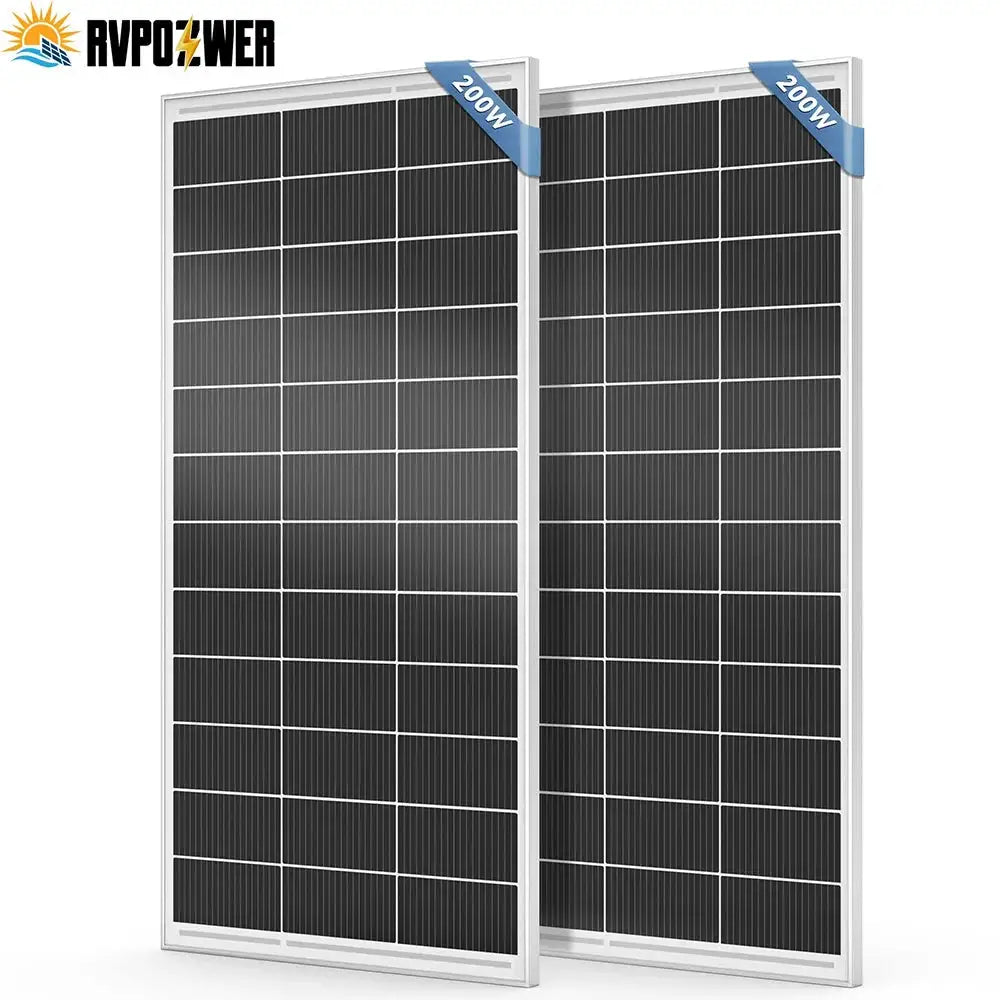 RVPOZWER 200W/400W/800W Rigid Solar Panels 18BB N-Type Mono Cells High Efficiency PV Power for Home RV Charge Outdoor Off-Grid
