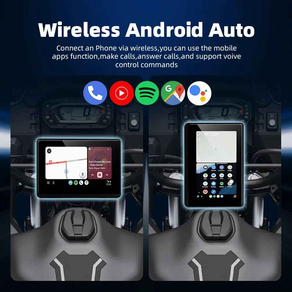 EKIY 5.0" Wireless CarPlay Moto Android Auto Portable Digital Motorcycle Dashboard GPS Motorcycle Navigation Display Screen TPMS