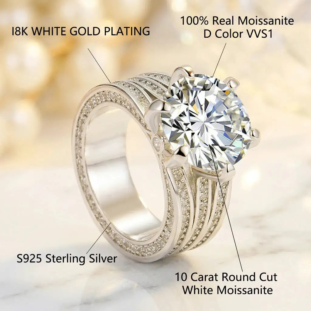 Moissanite Ring in Sterling Silver Prong — product view 2