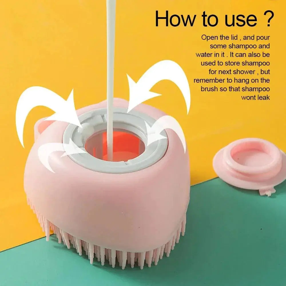 Pet Silicone Shampoo Massager Brush For Bath Time Grooming