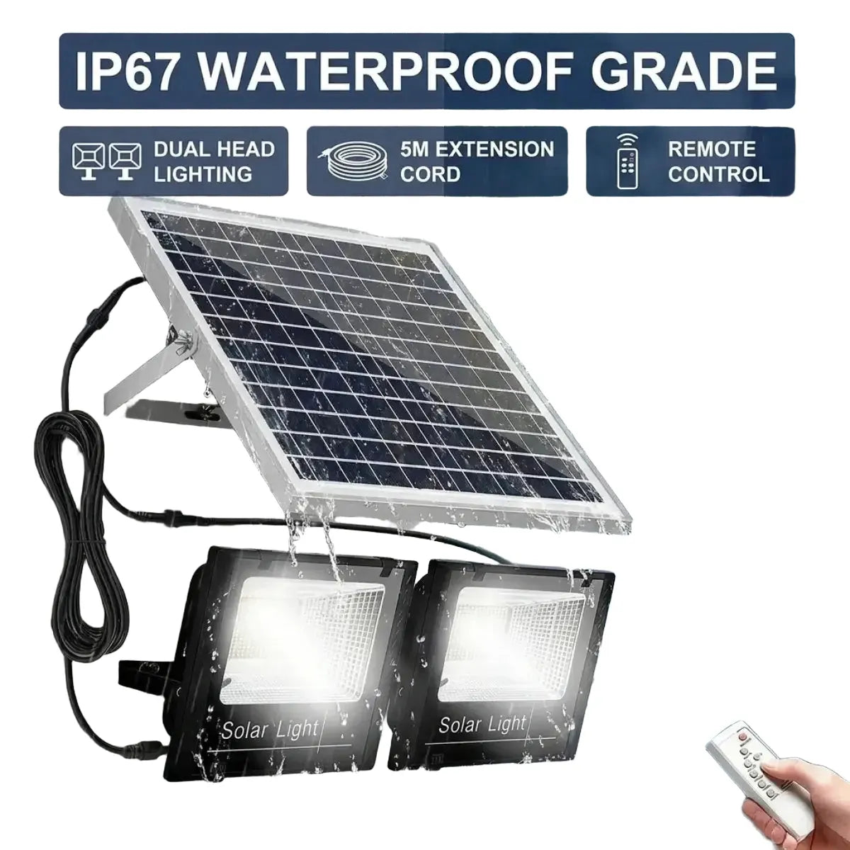 Solar Powered Dual Head Wall Lamp — product view 1