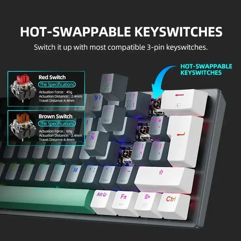 Machenike K500 B61W Wireless Mechanical Keyboard 60 Percent