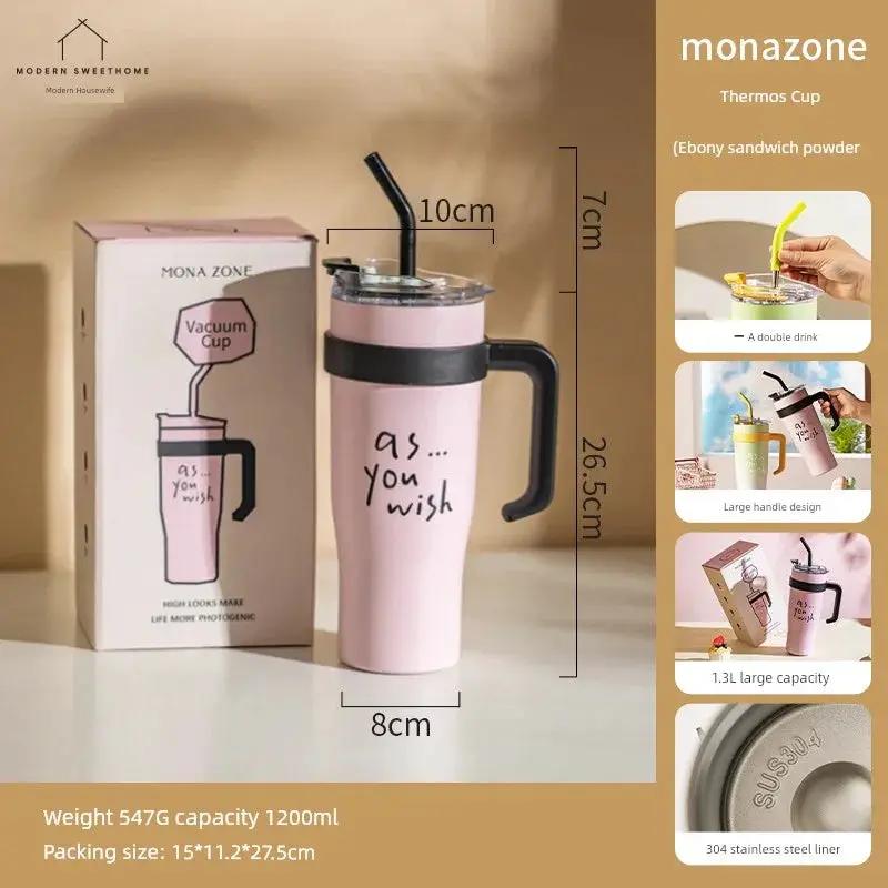 Modern Housewife Giant Straw Vacuum Cup 1300ml Steel