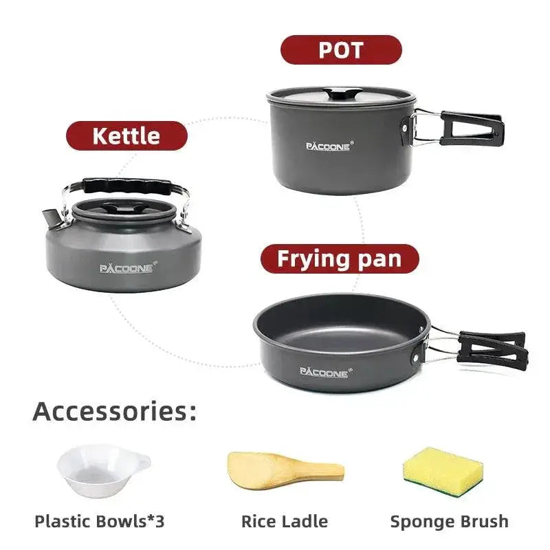 Lightweight Aluminum Camping Cookware Set for Hiking Picnics