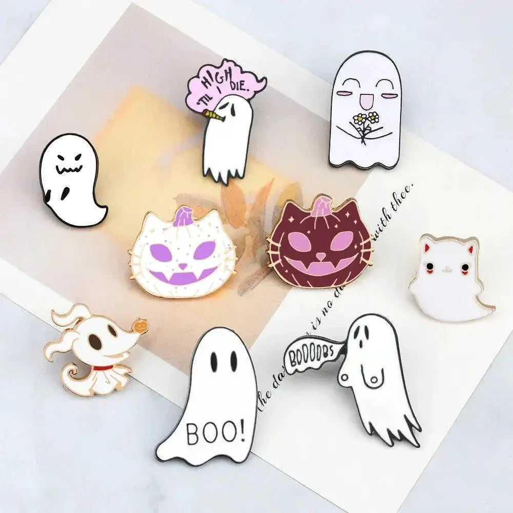 Spooky Ghost Enamel Brooches Cartoon Halloween Pins