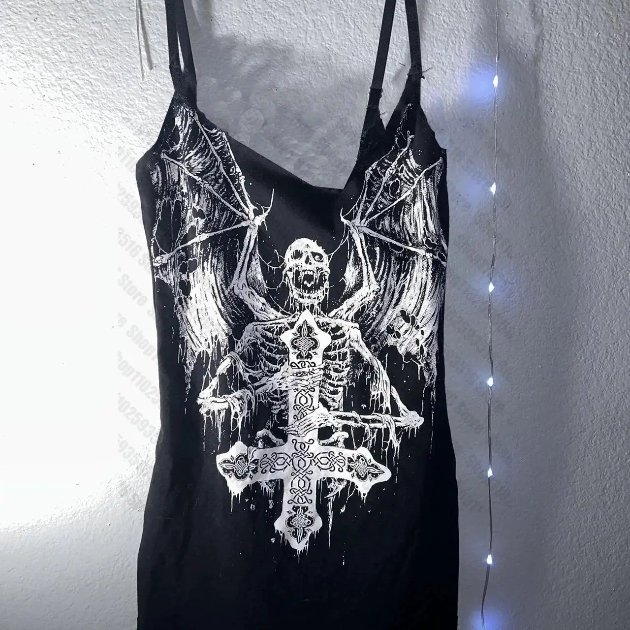 Women's Dress Punk Y2K Gothic Hip Hop Summer Casual Streetwear Rock Harajuku Graphic Aesthetic Summer Suspender Dress Emo Girl