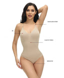 GUUDIA V Neck Spaghetti Strap Compression Bodysuit Slimming