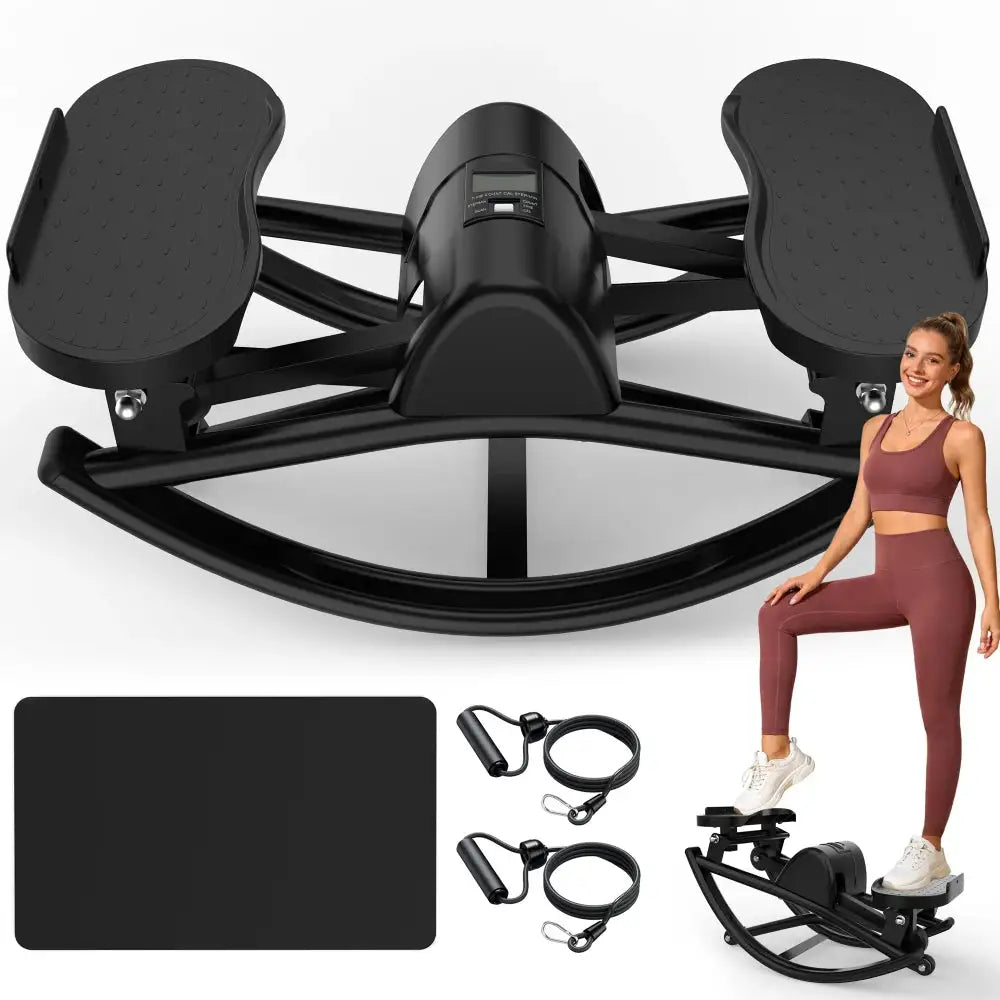 Ye Lateral Stepper for Exercise: Rocking Stepper with Resistance Bands, Anti-Slip Mat & LCD Monitor, Professional Home Workout Stair Stepper