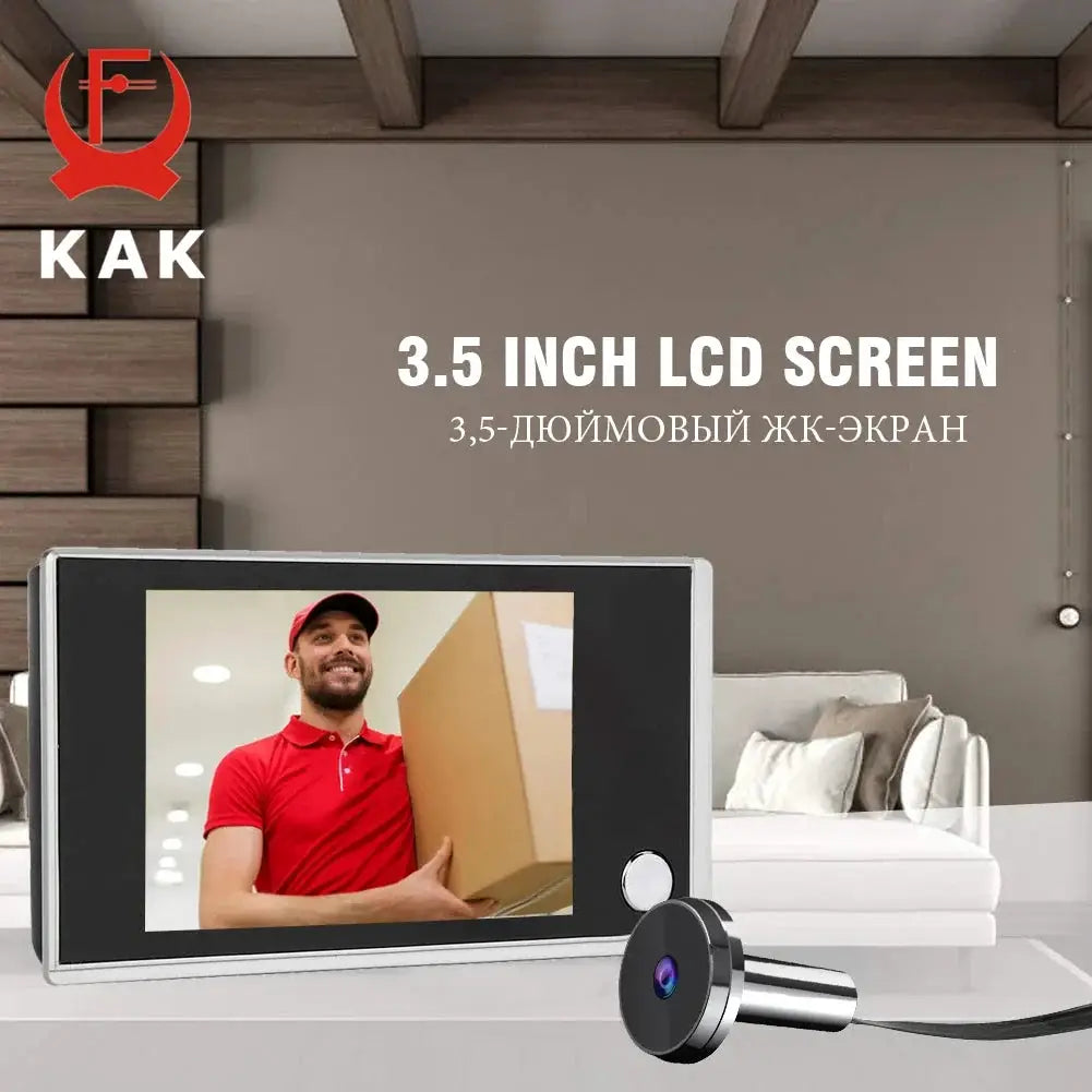 KAK 3.5" Digital Door Peephole Camera Electronic Door Viewer Bell 120 Degree Wide Angle HD Screen Home Security System Hardware by stepyours.com