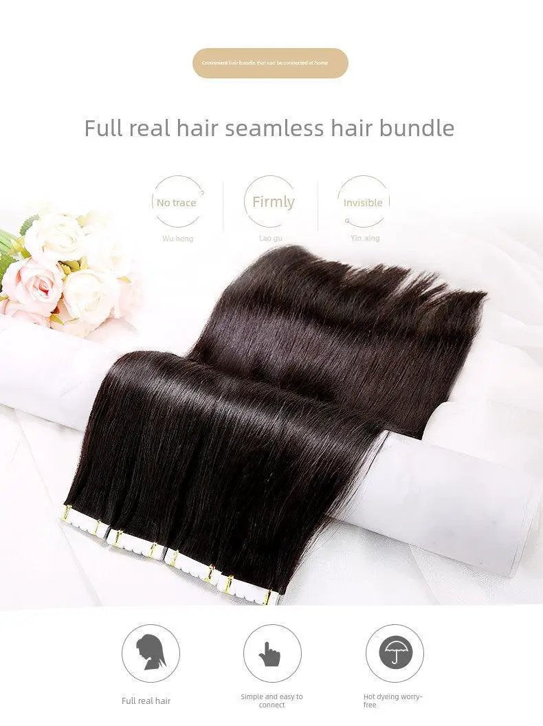 Seamless Real Hair Extensions Long Straight 8D Band
