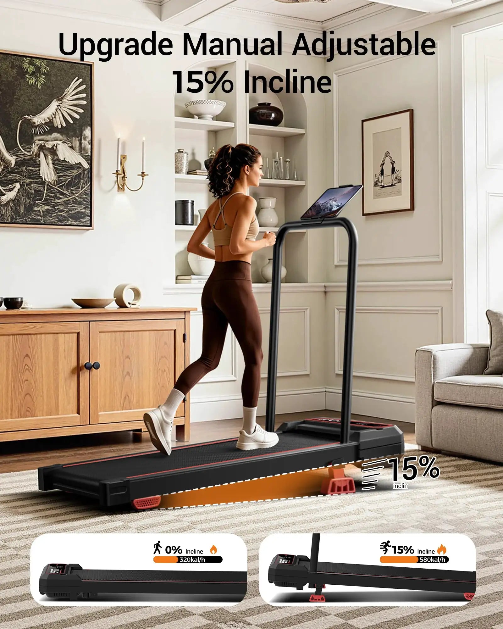 ROBORE U19F Walking Vibration Pad with 15% Incline 3 Adjustable Vibration Settings 3.0HP Under Desk Treadmills for Home 265LBS Vibration Plate with Remote Control