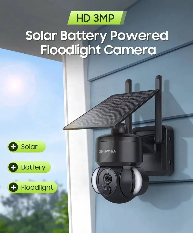 SHIWOJIA Mini Solar Camera 4G Wifi PTZ 3MP 4X Zoom - OurLum.com