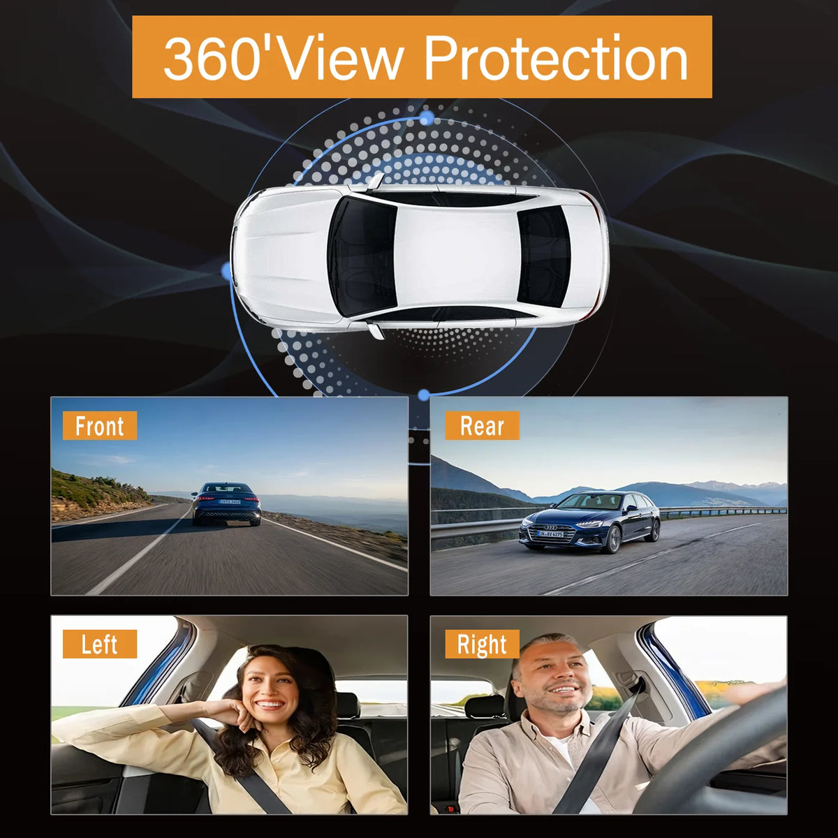 BCUOZ ° Dashcam, Front + Built-in Rear Left and Right Super — product view 4