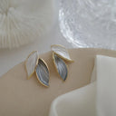 Korean Arrival Grey Leaf Stud Earrings for Women Jewelry