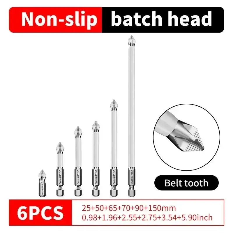 6 Piece Non Slip Magnetic Cross Head Electric Screwdriver Set