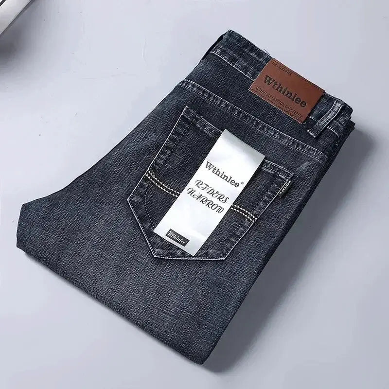 Fashion Classic Blue Black Denim Jeans For Men Everyday Wear