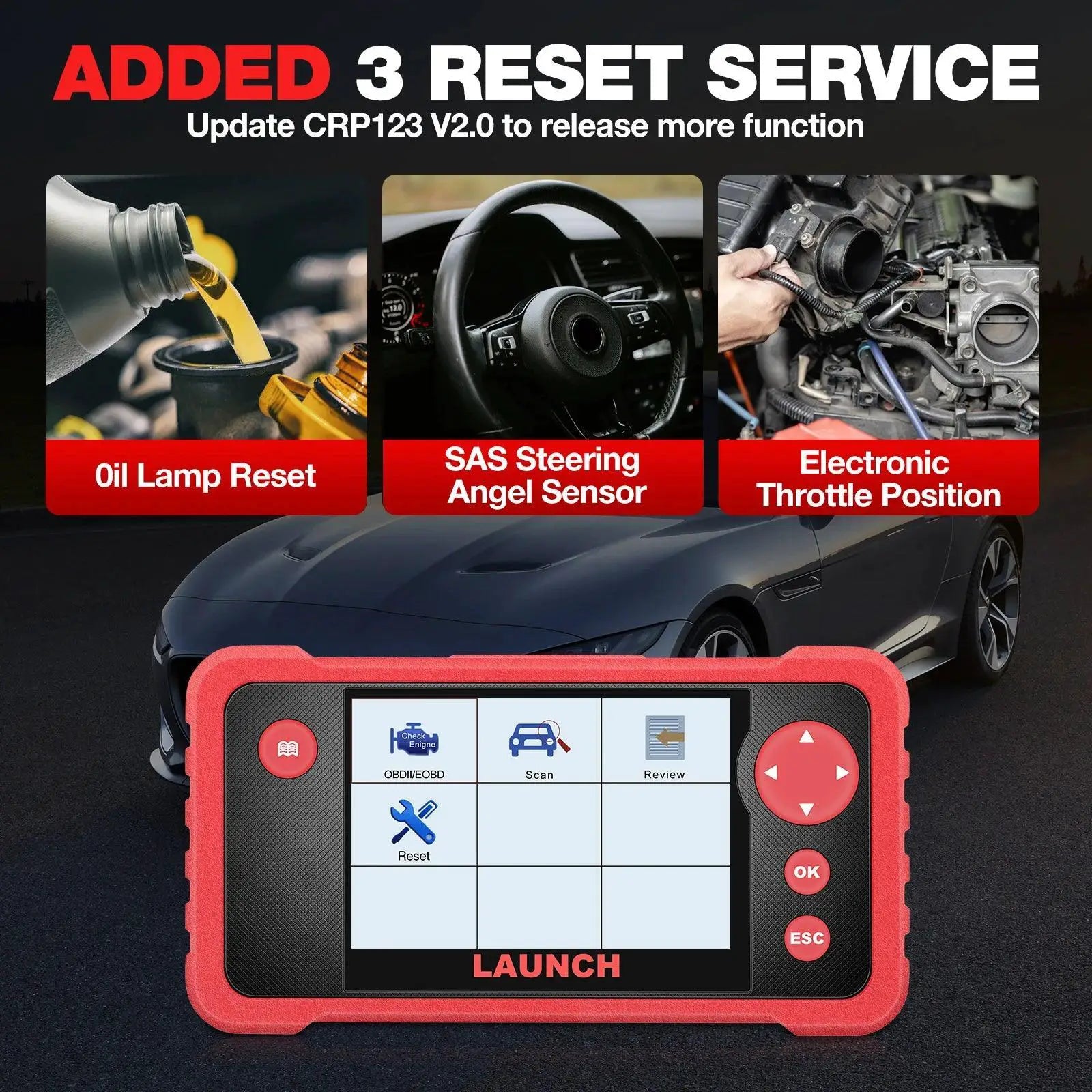 Launch CRP123 V2 OBD2 Diagnostic Scanner 3 Reset Services