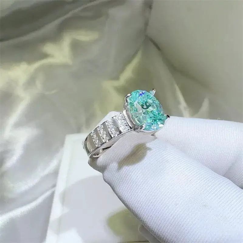 Emerald Green Moissanite Ring For Women — product image 3