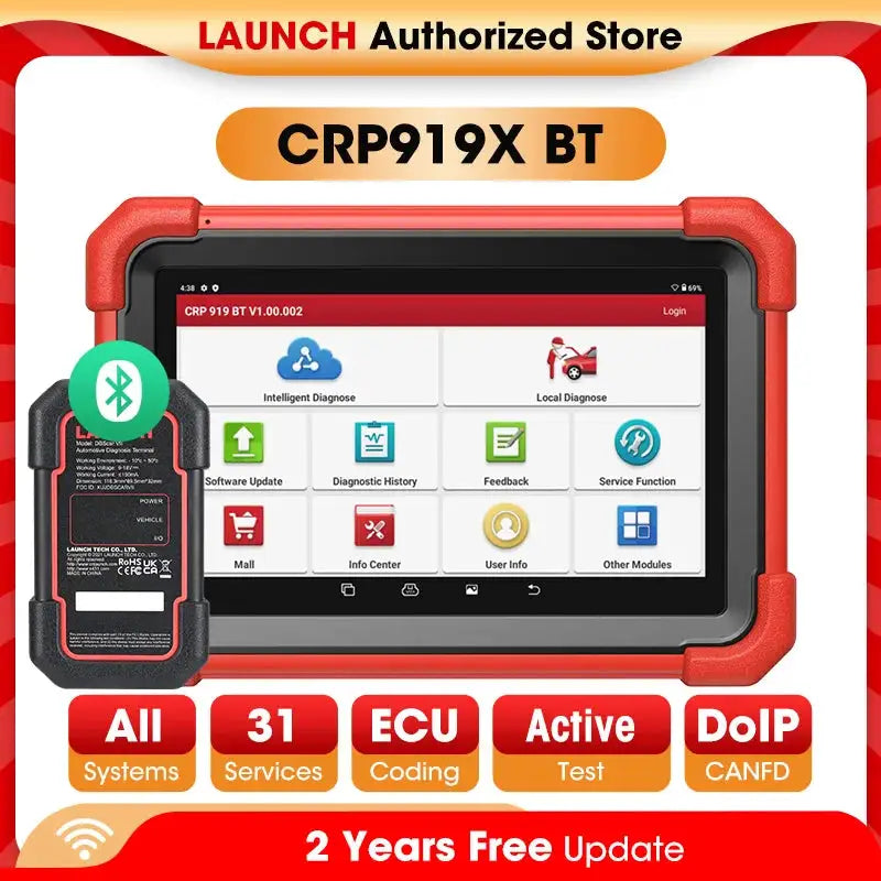 New LAUNCH X431 CRP919XBT OBD2 Scanner Automotive Diagnostic Tools Car CANFD DOIP ECU Coding Professional Scan Free Shipping
